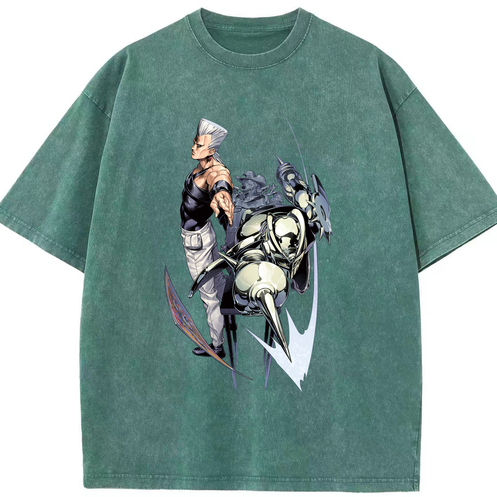 （画像用） ジョジョの奇妙な冒険 ジャン＝ピエール?ポルナレフ JoJo's Bizarre Adventure Jan Pierre Polnareff 綿100% ヴィンテージ風 半袖Tシャツ（フロントプリント）